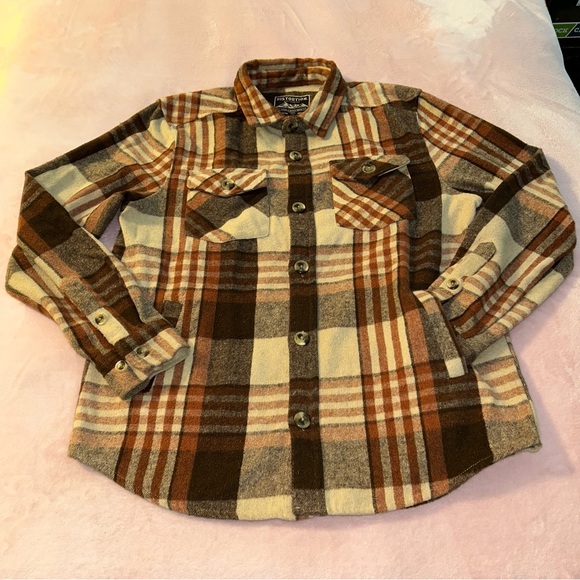 Distortion Other - Distortion brown and tan plaid flannel shirt size M pockets